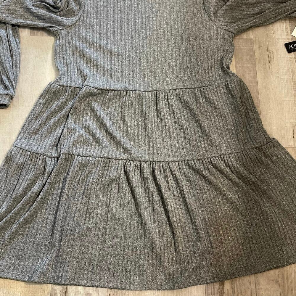 NWT Women’s AGB Dress Heather Grey ribbed  knit comfort long sleeve size XL - Picture 13 of 14